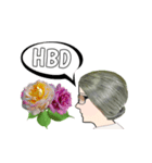 Auntie and flowers（個別スタンプ：23）