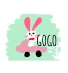 happy cute pink Rabbit（個別スタンプ：7）