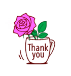 ありがとう・お礼・感謝 / ピンクの薔薇（個別スタンプ：15）