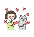 ねことおかっぱの女の子（個別スタンプ：9）