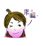 QQ Topknot Girl（個別スタンプ：10）