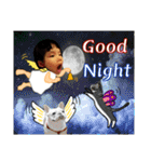 Kid with cat and French bull dog（個別スタンプ：3）