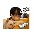 Kid with cat and French bull dog（個別スタンプ：19）