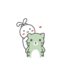 Knot ear rabbit＆ Matcha Cat lovers（個別スタンプ：1）