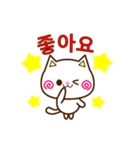 Go！ Go！ 白ネコ☆スタンプ（韓国語）（個別スタンプ：9）
