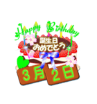 3月の誕生日ケーキスタンプ【全日分】ver.3（個別スタンプ：2）