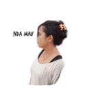 moody white striped shirt girl（個別スタンプ：6）