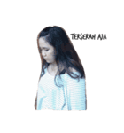 moody white striped shirt girl（個別スタンプ：7）