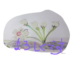 [LINEスタンプ] 梨の花季節を水墨画での画像（メイン）