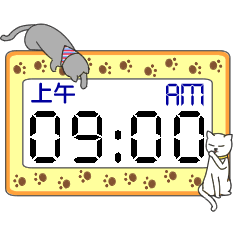 [LINEスタンプ] 電子時計：猫