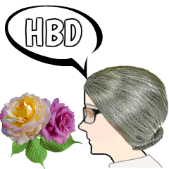 [LINEスタンプ] Auntie and flowers