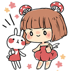 [LINEスタンプ] Mushroom Girl ＆ Rabbit