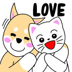 [LINEスタンプ] 元気な猫と仲良しの犬