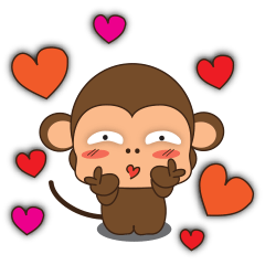 [LINEスタンプ] Ling Aromdee : Happy monkey dukdikの画像（メイン）