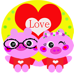 [LINEスタンプ] Hand in hand sweet pig pig