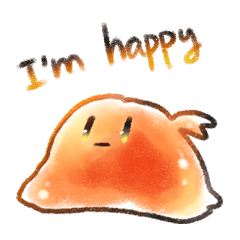 [LINEスタンプ] a happy slime with a ponytail.