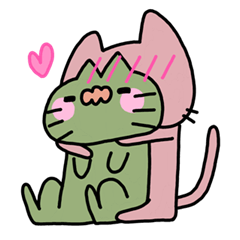 [LINEスタンプ] double green's cat ＆ double red's cat<3