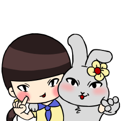 [LINEスタンプ] Girl ＆ Rabbit Team