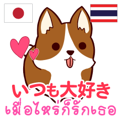 [LINEスタンプ] 犬 : いつも大好き タイ語日本語の画像（メイン）