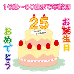 [LINEスタンプ] 16～50歳誕生日を年齢別に祝う・はりねずみ