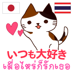 [LINEスタンプ] 猫 : いつも大好き タイ語日本語の画像（メイン）