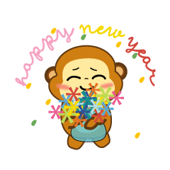 [LINEスタンプ] Happy new year_monkey_animated