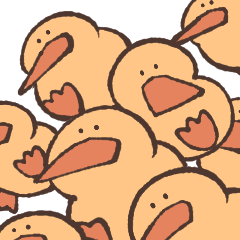 [LINEスタンプ] Duck is eating chicken