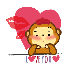 [LINEスタンプ] Monkeys_Valentine_animate_02の画像（メイン）