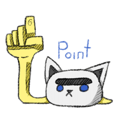 [LINEスタンプ] unibrow cat with hand tail