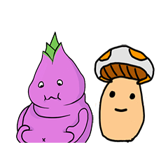 [LINEスタンプ] purple man ＆ mushroom